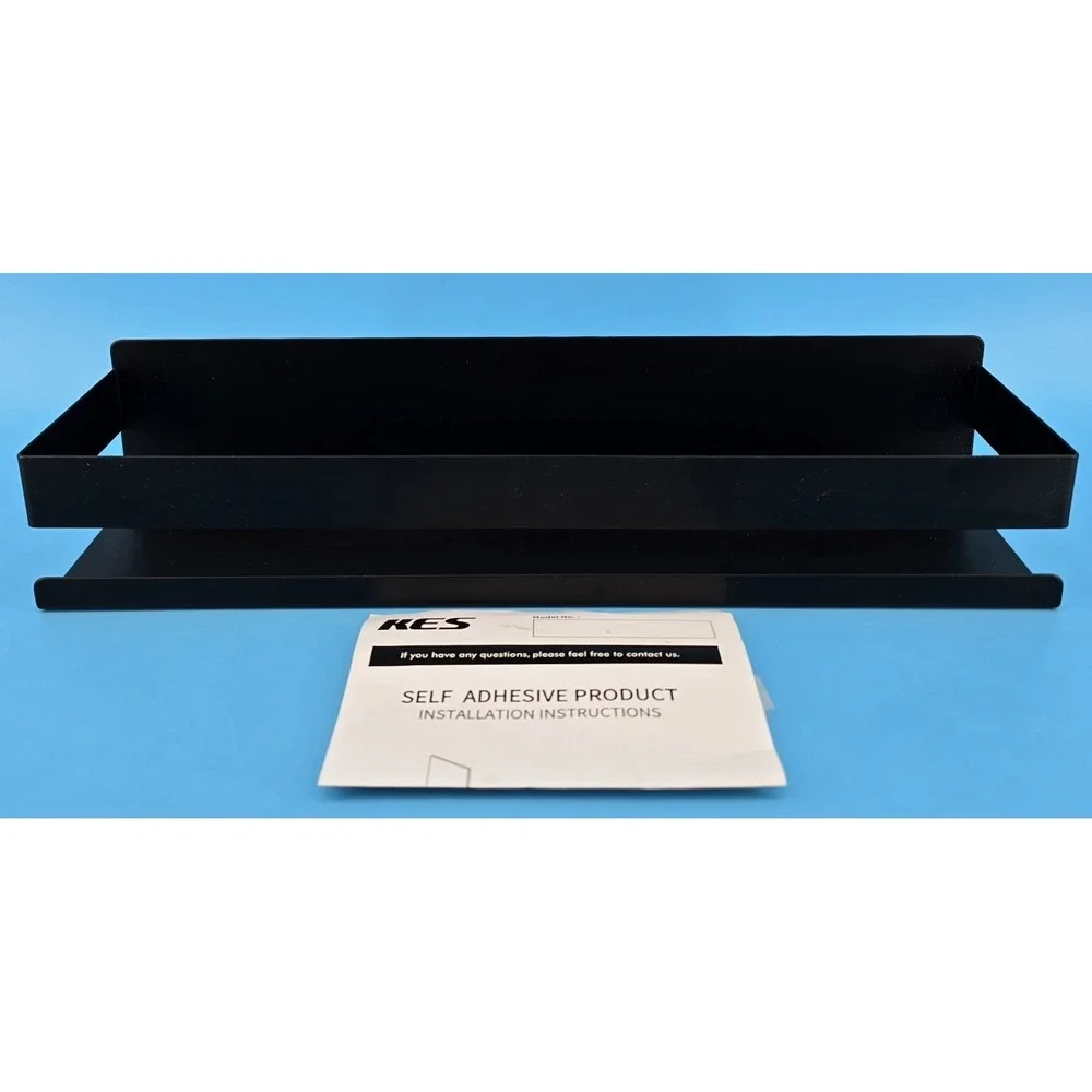 KES Shelf w/ Railing Self Adhesive Black Metal 4x16x3